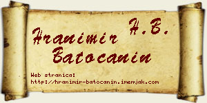 Hranimir Batoćanin vizit kartica